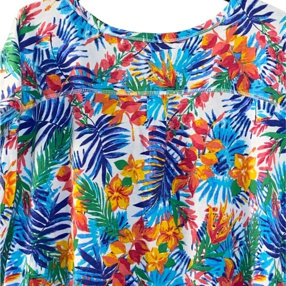 Woman Within Size 22/24 Bright Tropical Floral Print Casual Knit Tunic Top - Picture 6 of 8